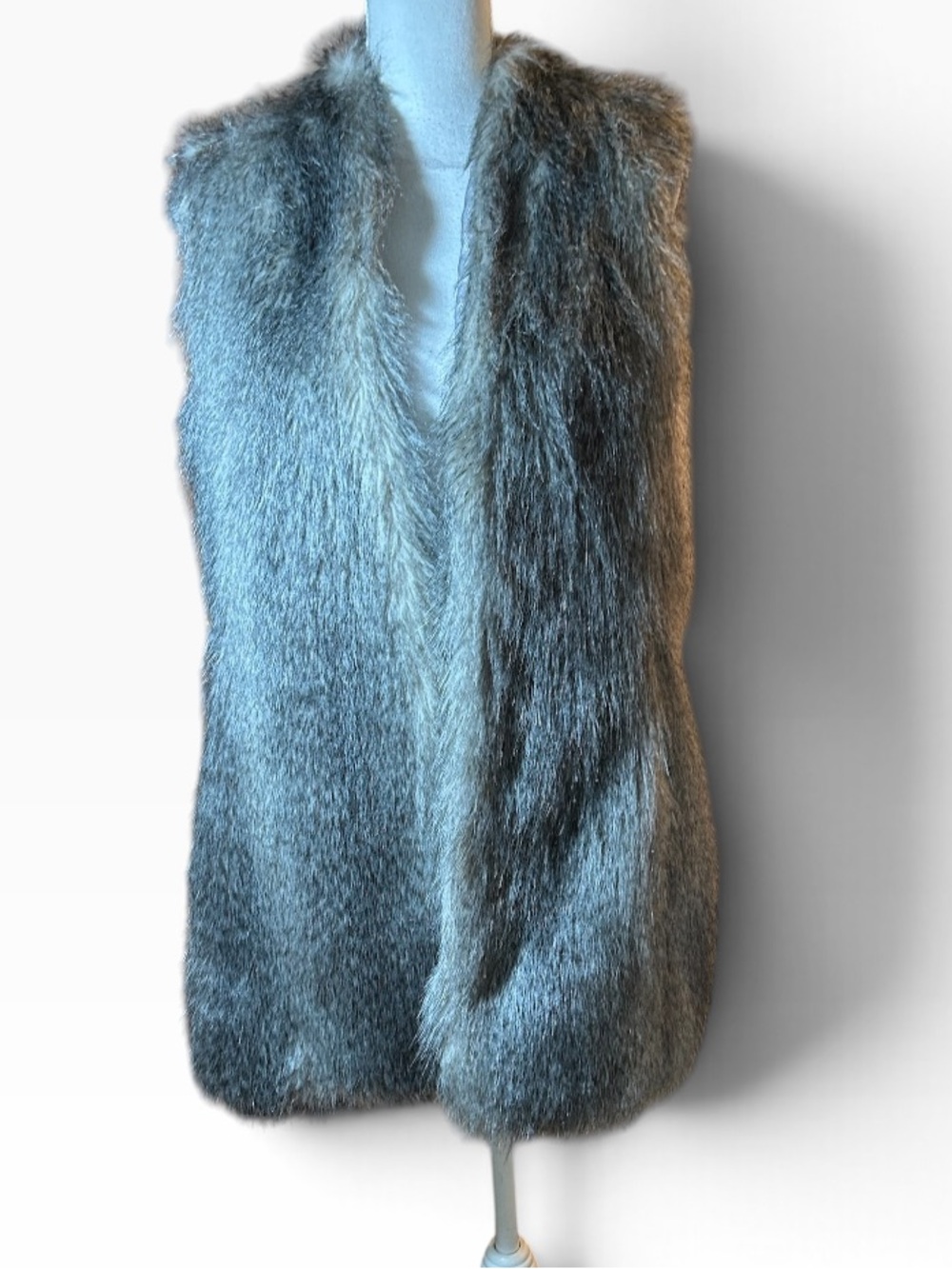 Banana Republic Smokey Gray Faux Long Fur Vest
